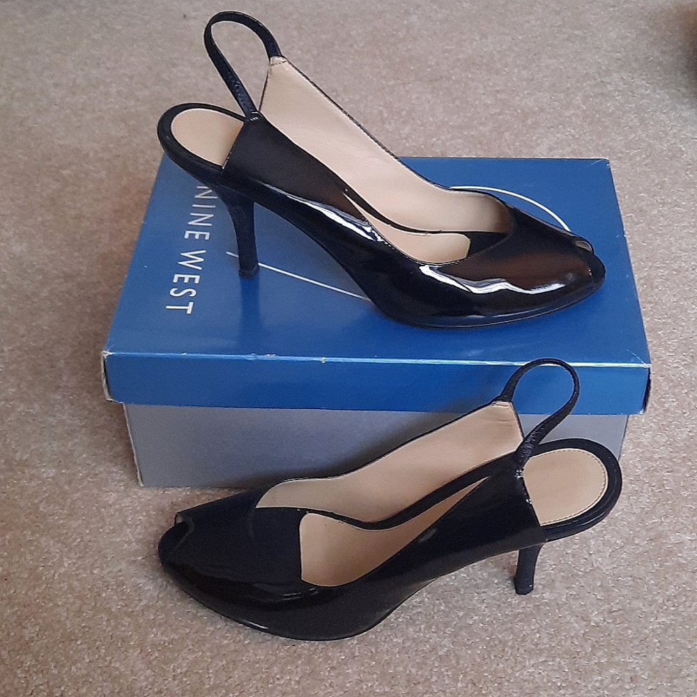 Nine West patent black leather high heels